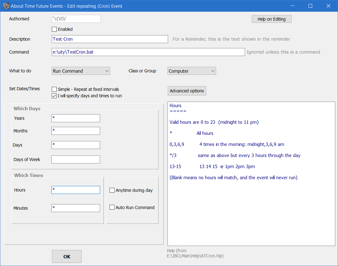 Specified Cron - simple example Specified Cron - simple example