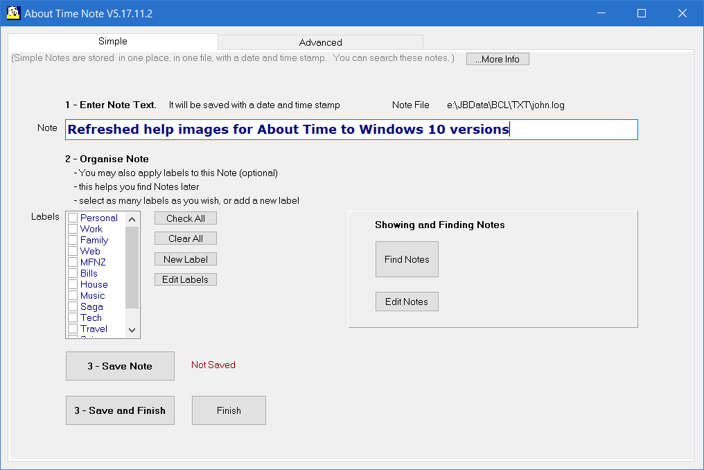 Saving a Note About Time Saving a Note