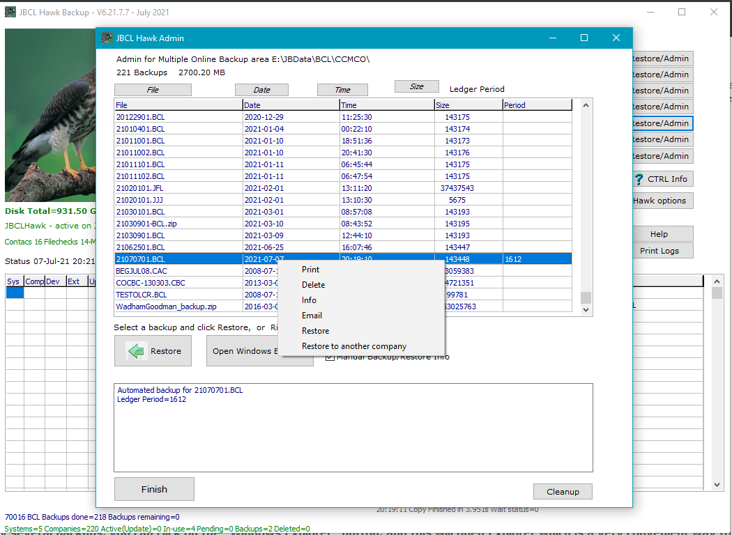 Restoring from a backup